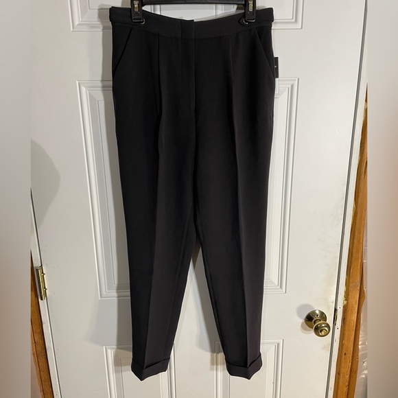 NWT Juicy Couture Black Label Pitch Black HW Ankle Cuffed Suiting Pant, Size 10 - Picture 2 of 10